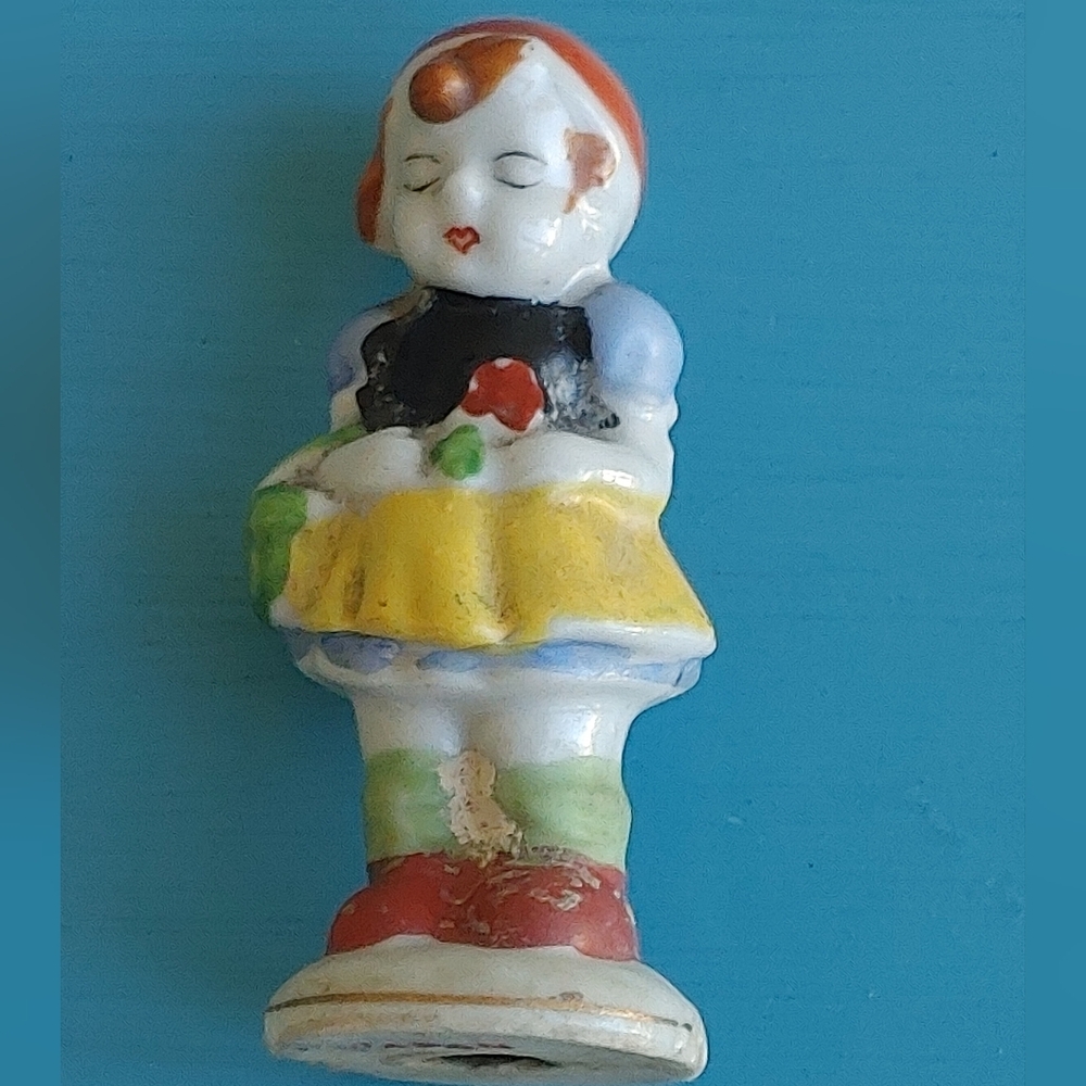 Vintage Ceramic Figurine/Doll with Colorful Dress